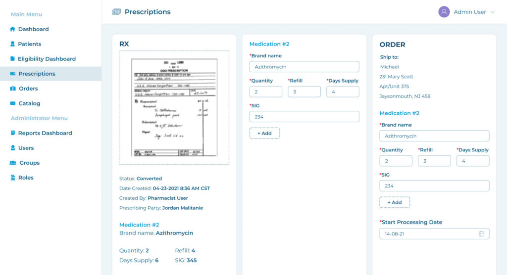 Healthcare IT outsourcing example. A pharmaceutical distribution process automation solution: a user interface from our case study