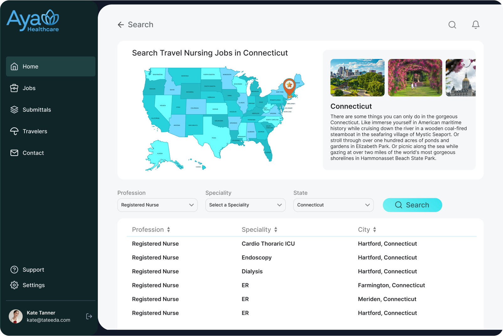 AYA Healthcare project screenshot