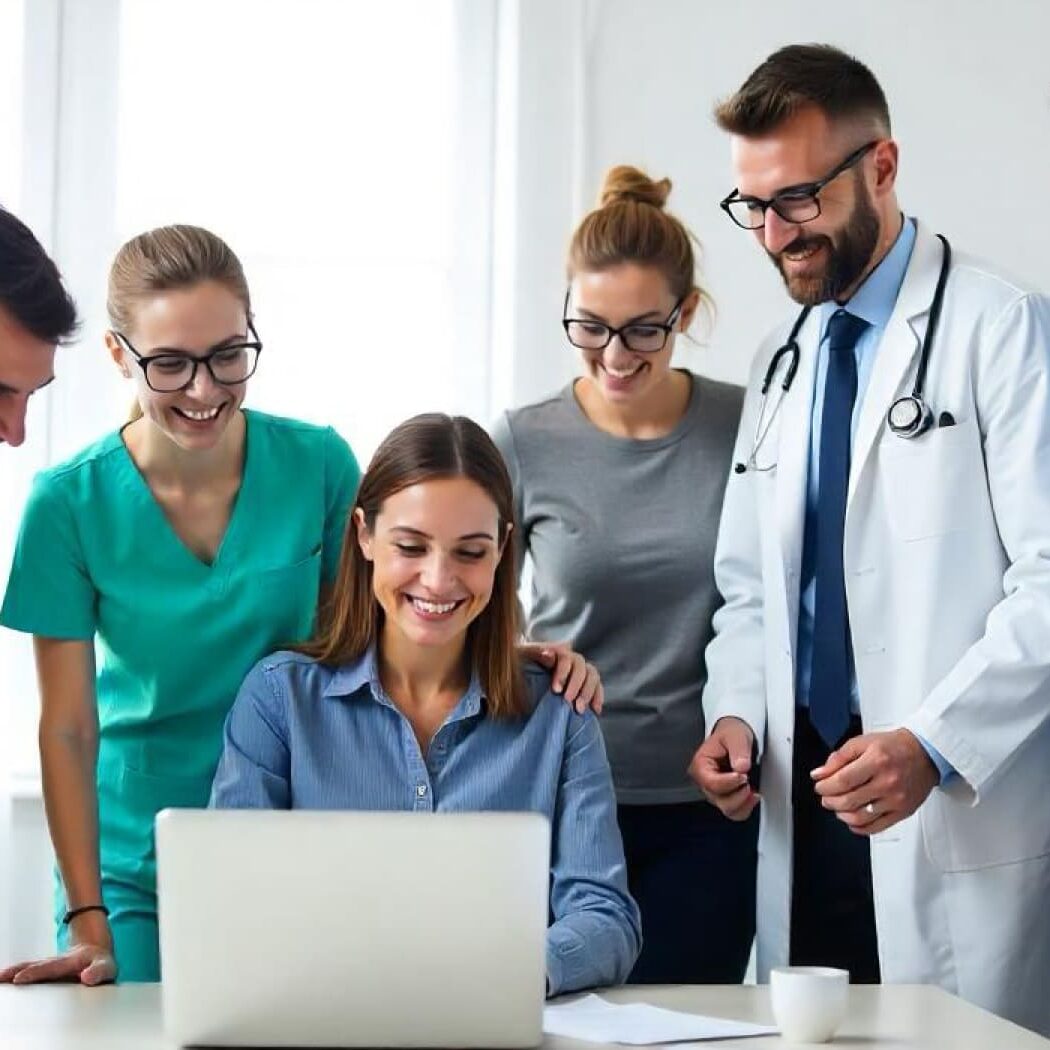 Healthcare professionals collaborating on global medical initiatives