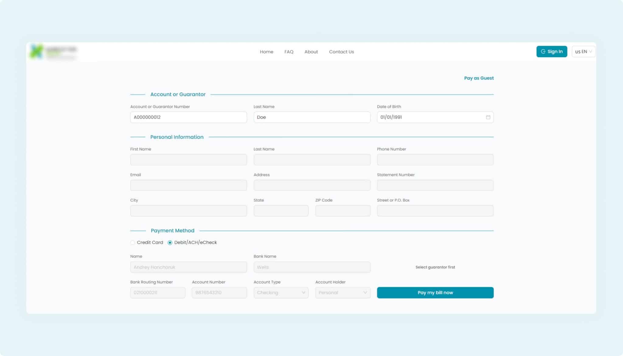 Patient Payment Portal Screenshot #2