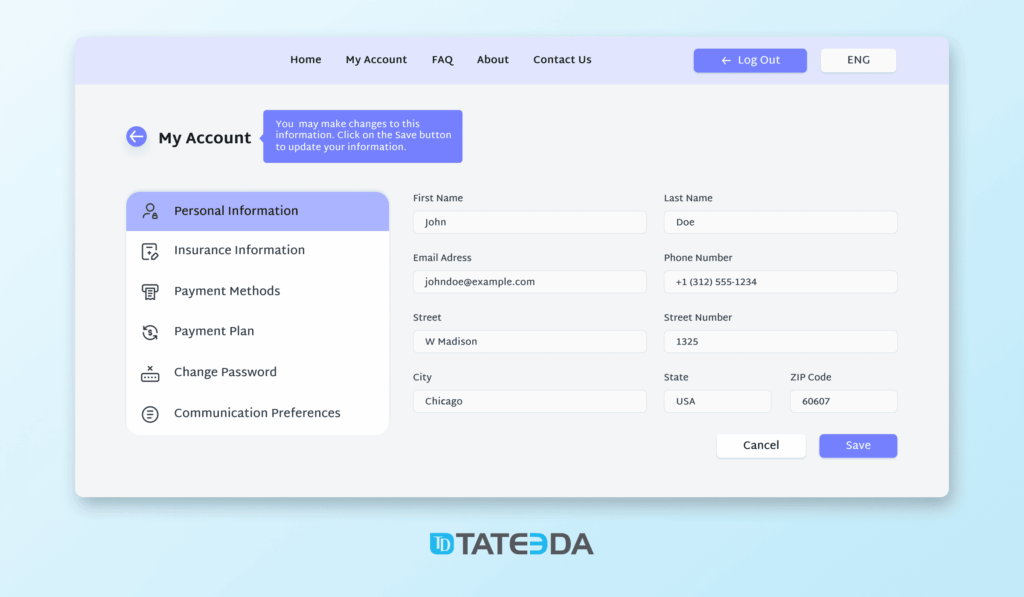 Screenshot - patient portal solution | TATEEDA