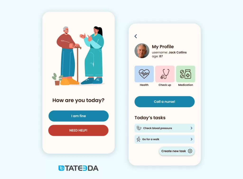Virtual assistant nurse application interface example. 